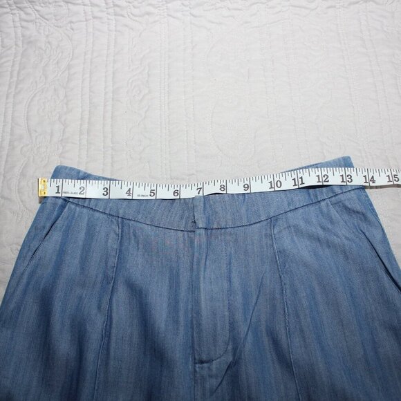 DO+BE Womens High Waisted Wide Leg Chambray Blue Lightweight Trouser Pant Size S - Picture 6 of 9